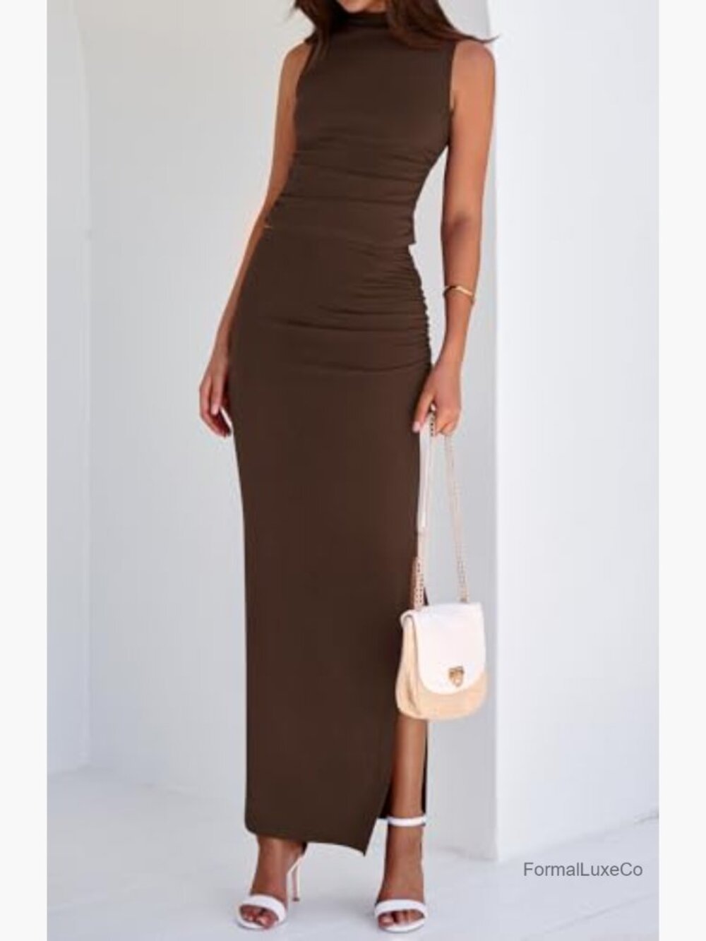 Mock Neck Sleeveless Knit Top & Maxi Skirt Set 2 Piece - Picture 6 of 7